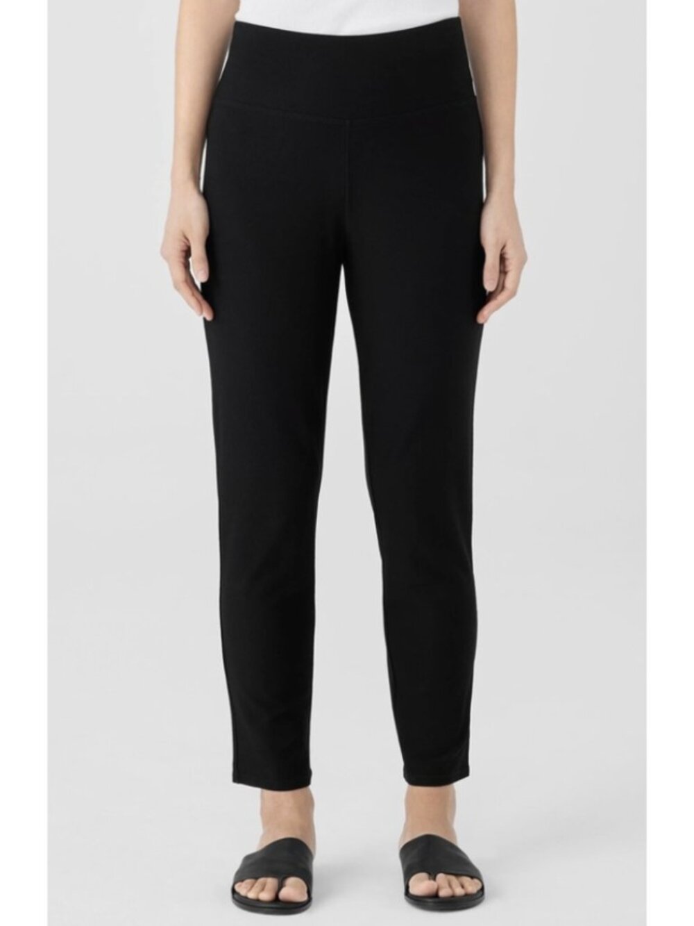 EILEEN FISHER Washable Stretch Crepe High-Waisted Pant Black XL Minimalist